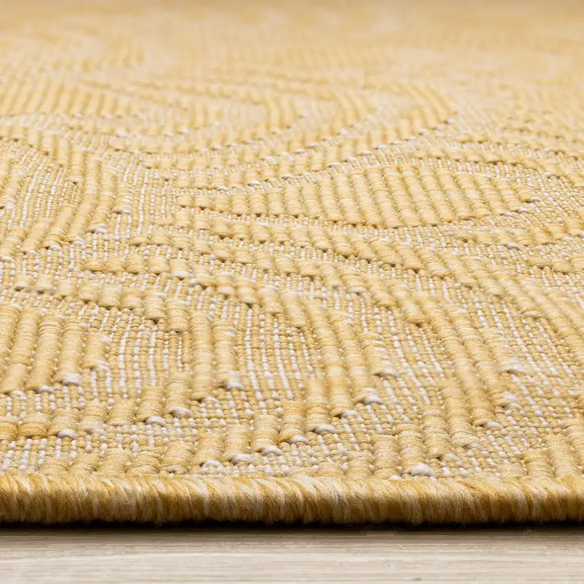 Yellow And Beige Geometric Area Rug Photo 9