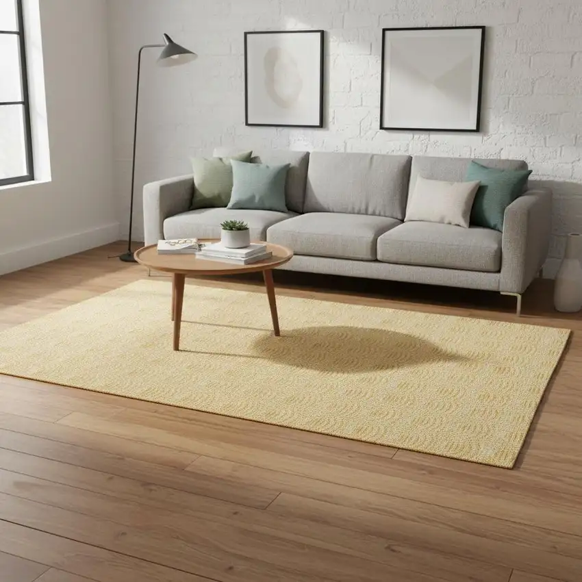 Yellow And Beige Geometric Area Rug Photo 1