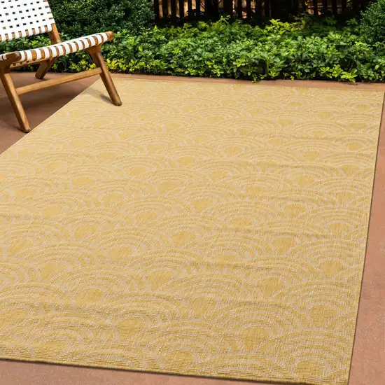 Yellow And Beige Geometric Area Rug Photo 4