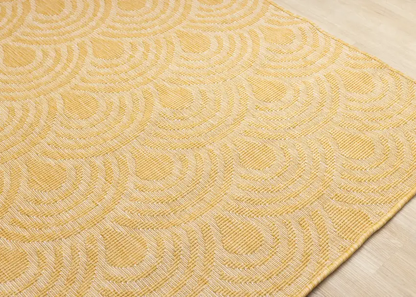 Yellow And Beige Geometric Area Rug Photo 6