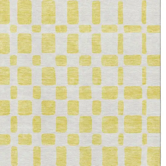 Yellow And Beige Geometric Washable Area Rug With UV Protection Photo 3