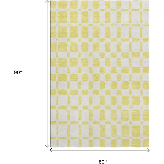Yellow And Beige Geometric Washable Area Rug With UV Protection Photo 9