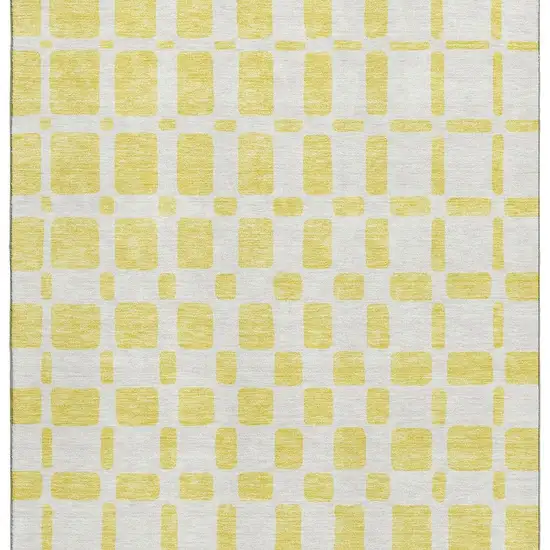 Yellow And Beige Geometric Washable Area Rug With UV Protection Photo 3