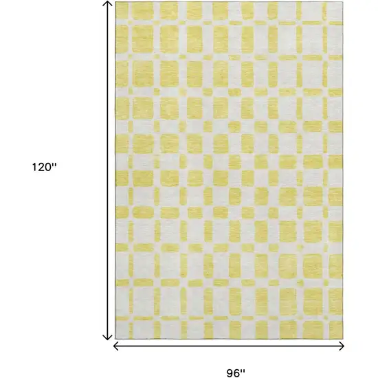 Yellow And Beige Geometric Washable Area Rug With UV Protection Photo 9