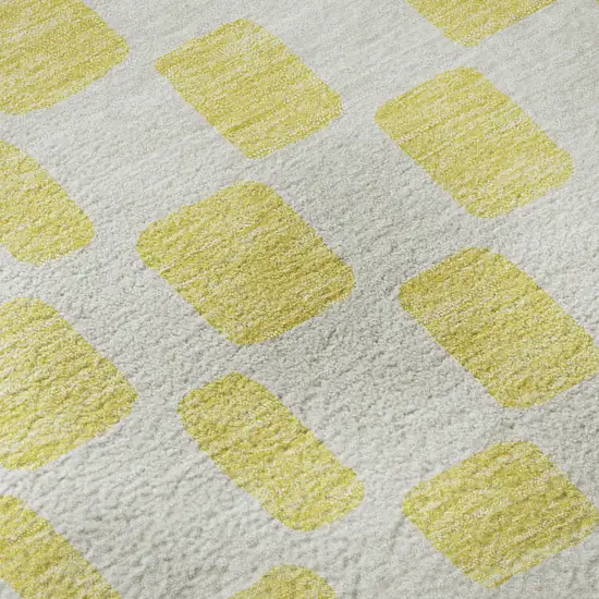 Yellow And Beige Geometric Washable Area Rug With UV Protection Photo 8