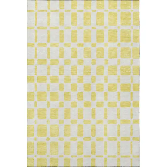 Yellow And Beige Geometric Washable Area Rug With UV Protection Photo 4