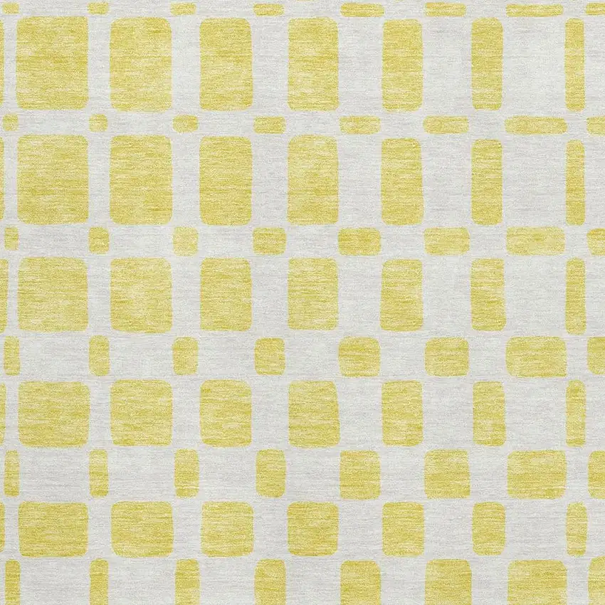 Yellow And Beige Geometric Washable Area Rug With UV Protection Photo 3