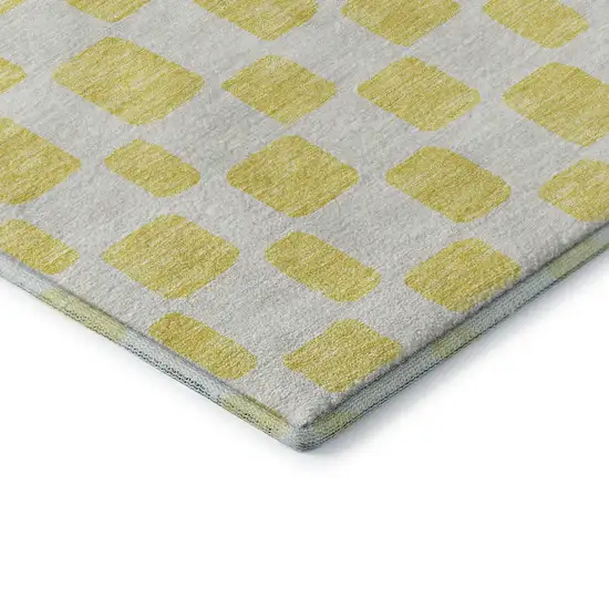 Yellow And Beige Geometric Washable Area Rug With UV Protection Photo 8