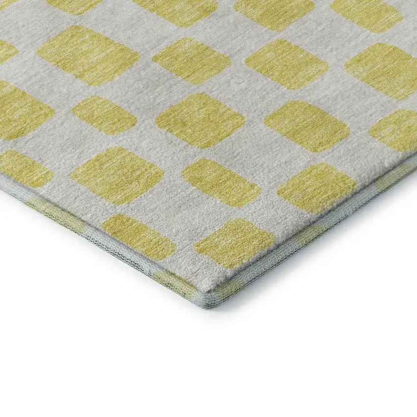 Yellow And Beige Geometric Washable Area Rug With UV Protection Photo 8