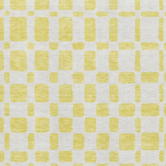 Yellow And Beige Geometric Washable Area Rug With UV Protection Photo 3