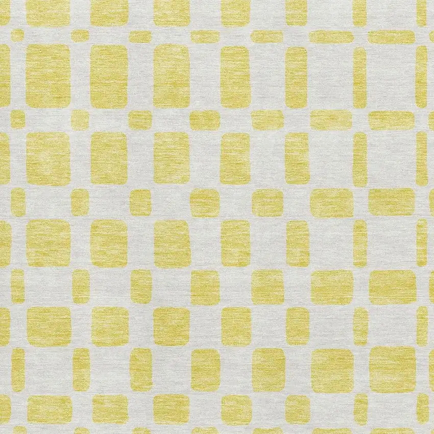 Yellow And Beige Geometric Washable Area Rug With UV Protection Photo 3