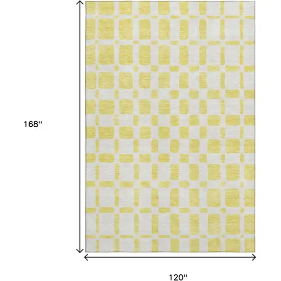 Yellow And Beige Geometric Washable Area Rug With UV Protection Photo 9