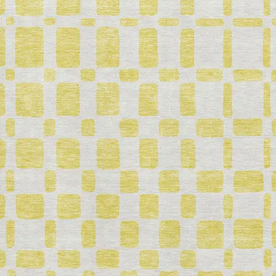 Yellow And Beige Geometric Washable Area Rug With UV Protection Photo 3