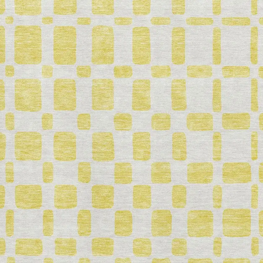 Yellow And Beige Geometric Washable Area Rug With UV Protection Photo 3