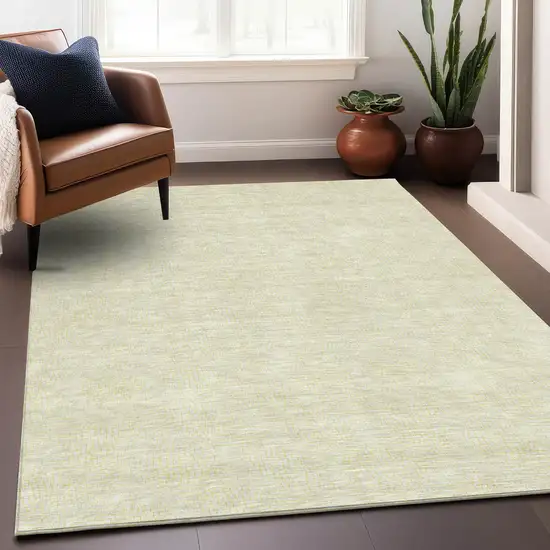 Yellow And Beige Geometric Washable Indoor Outdoor Area Rug Photo 8