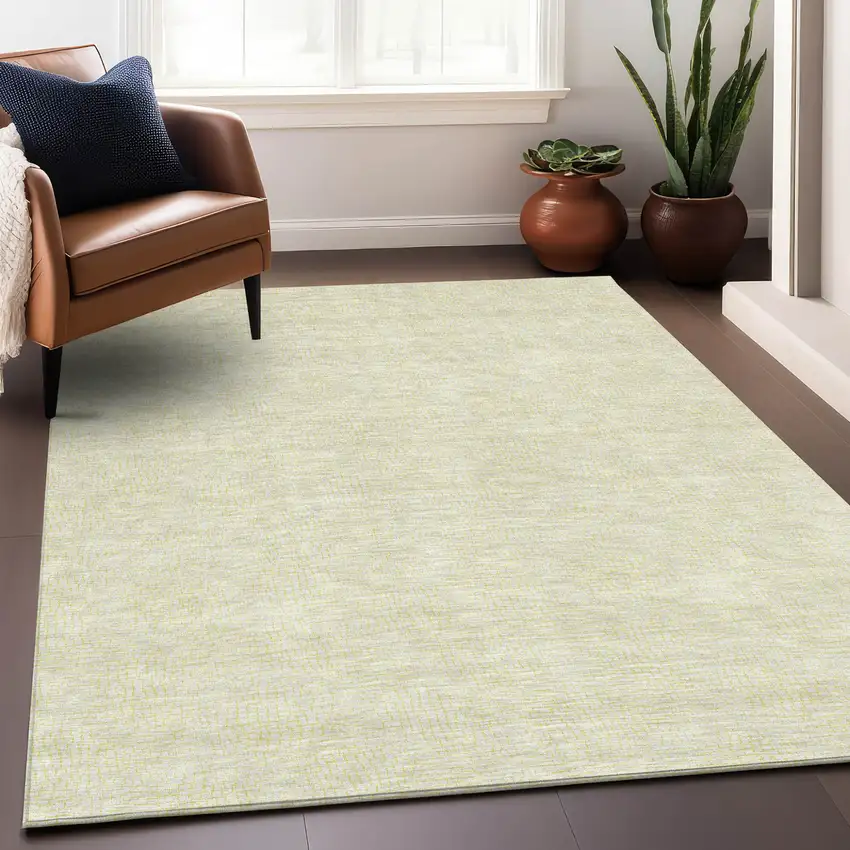 Yellow And Beige Geometric Washable Indoor Outdoor Area Rug Photo 8