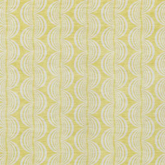 Yellow And Beige Ogee Washable Indoor Outdoor Area Rug Photo 5
