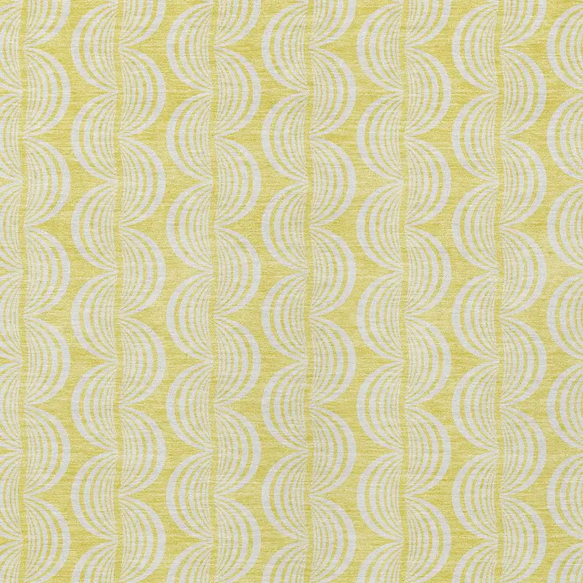 Yellow And Beige Ogee Washable Indoor Outdoor Area Rug Photo 5