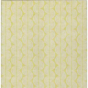 Photo of Yellow And Beige Ogee Washable Indoor Outdoor Area Rug