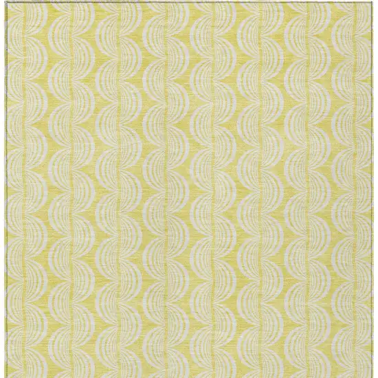 Yellow And Beige Ogee Washable Indoor Outdoor Area Rug Photo 6