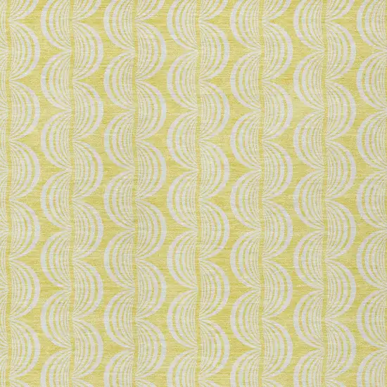 Yellow And Beige Ogee Washable Indoor Outdoor Area Rug Photo 5