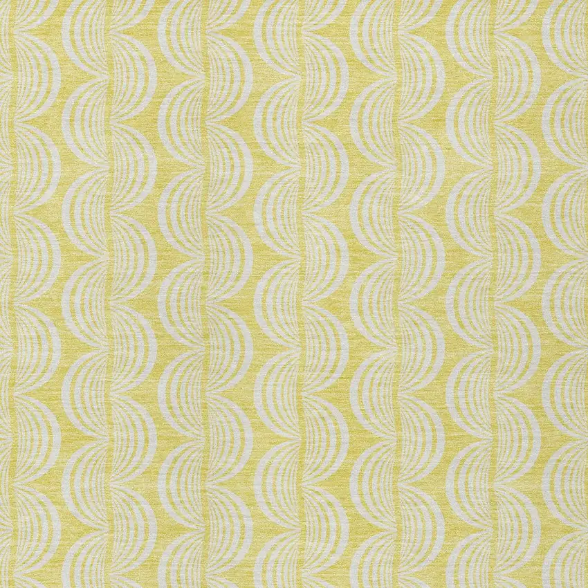Yellow And Beige Ogee Washable Indoor Outdoor Area Rug Photo 5