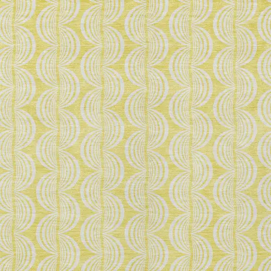 Yellow And Beige Ogee Washable Indoor Outdoor Area Rug Photo 5