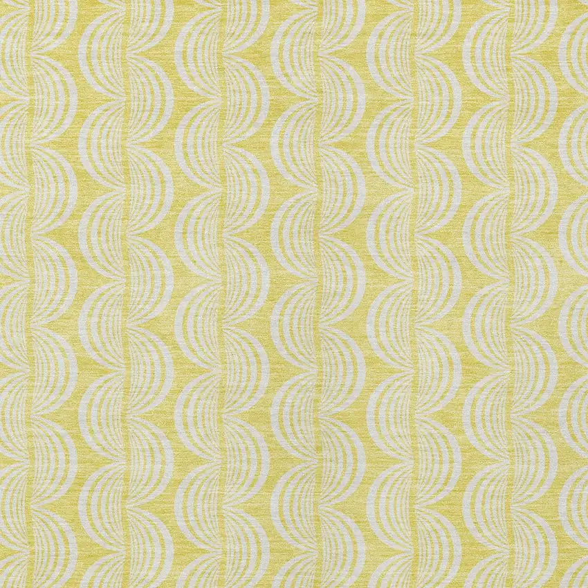 Yellow And Beige Ogee Washable Indoor Outdoor Area Rug Photo 5