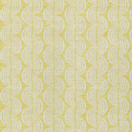 Yellow And Beige Ogee Washable Indoor Outdoor Area Rug Photo 5