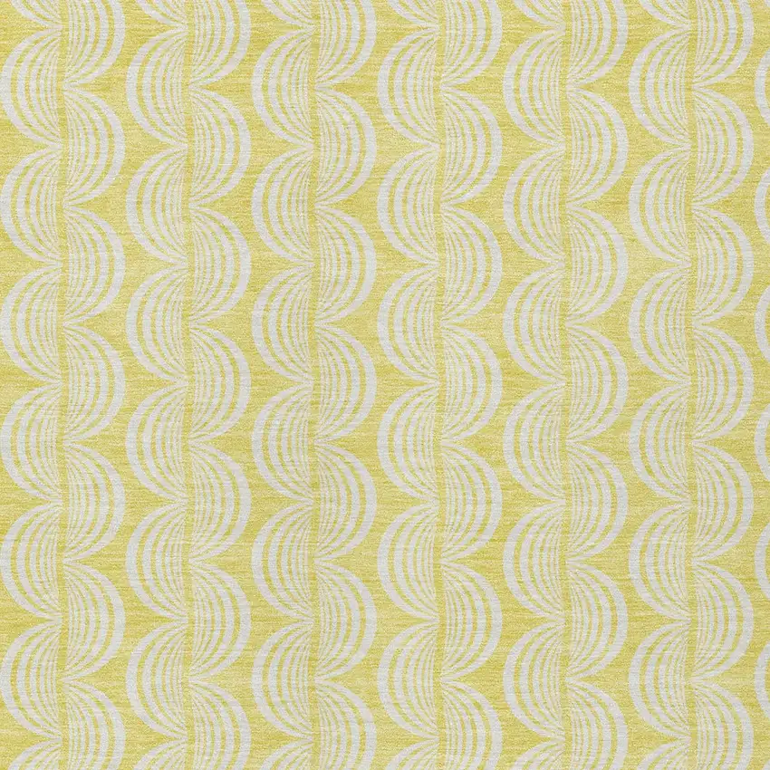Yellow And Beige Ogee Washable Indoor Outdoor Area Rug Photo 5