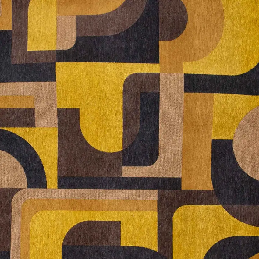 Yellow And Black Geometric Washable Area Rug Photo 9