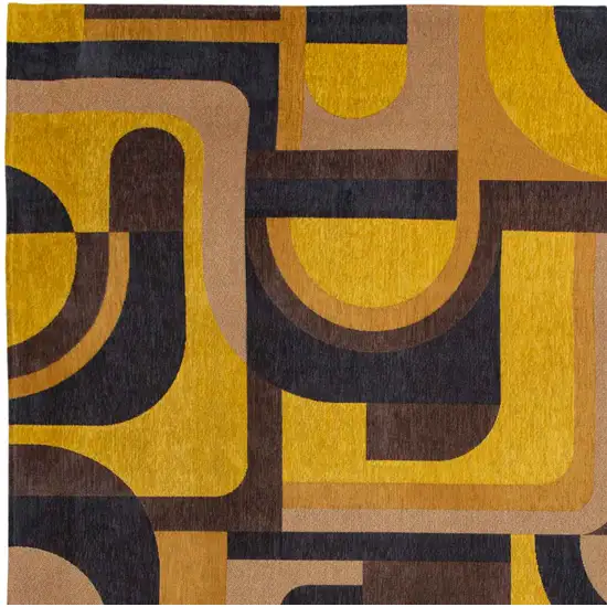 Yellow And Black Geometric Washable Area Rug Photo 7