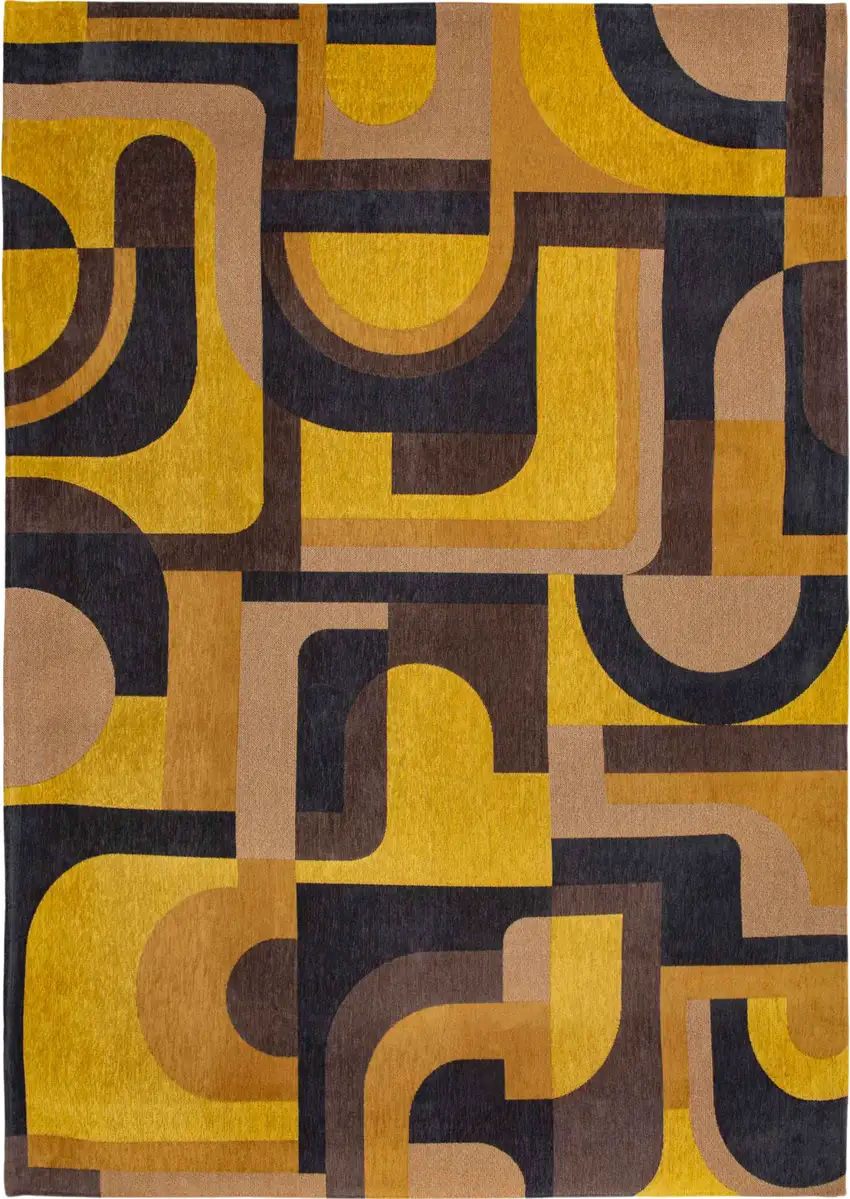 Yellow And Black Geometric Washable Area Rug Photo 2