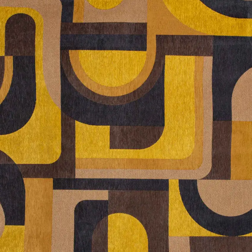 Yellow And Black Geometric Washable Area Rug Photo 7