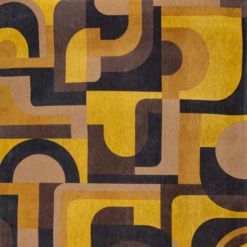 Yellow And Black Geometric Washable Area Rug Photo 9