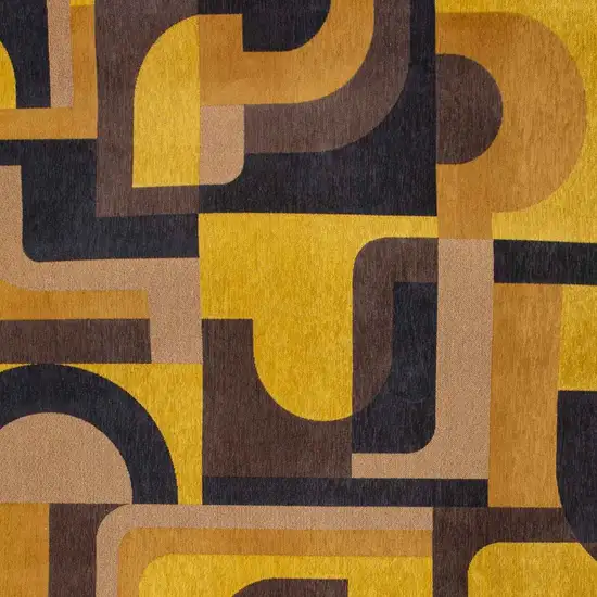 Yellow And Black Geometric Washable Area Rug Photo 9