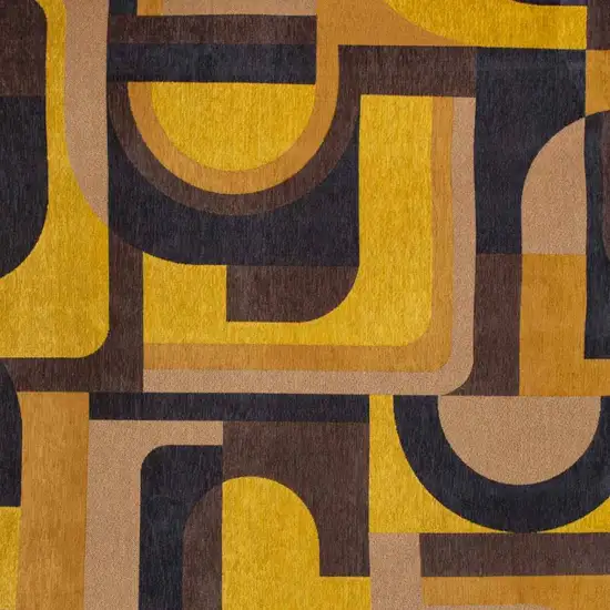 Yellow And Black Geometric Washable Area Rug Photo 3