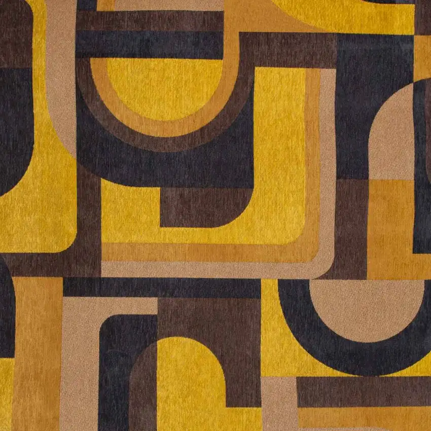 Yellow And Black Geometric Washable Area Rug Photo 3