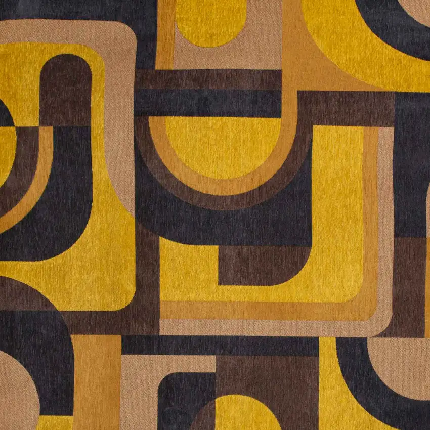 Yellow And Black Geometric Washable Area Rug Photo 7