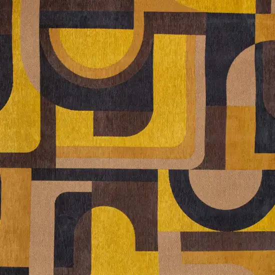 Yellow And Black Geometric Washable Area Rug Photo 7