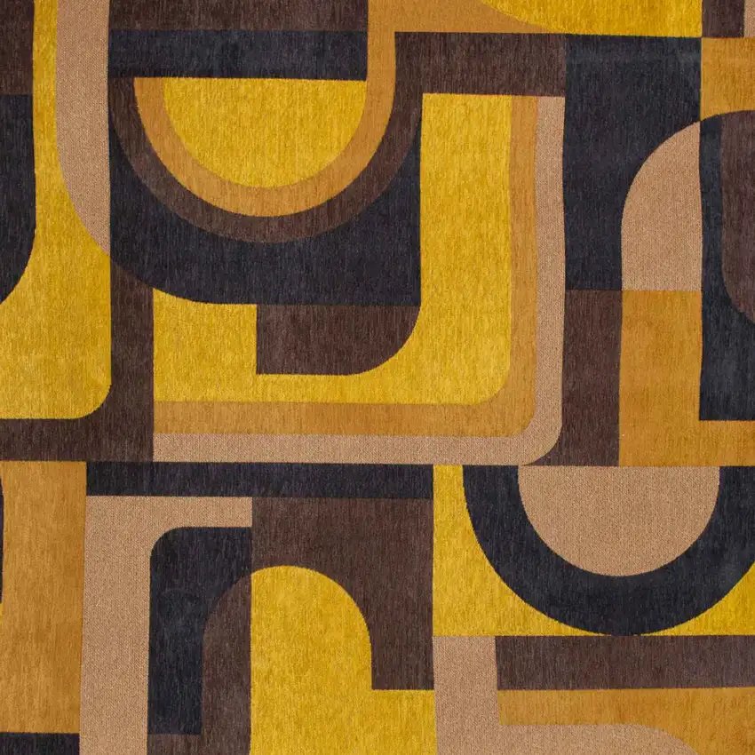 Yellow And Black Geometric Washable Area Rug Photo 7