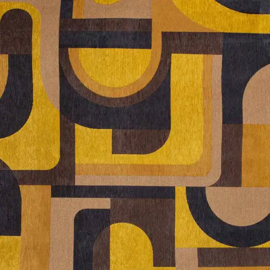 Yellow And Black Geometric Washable Area Rug Photo 3