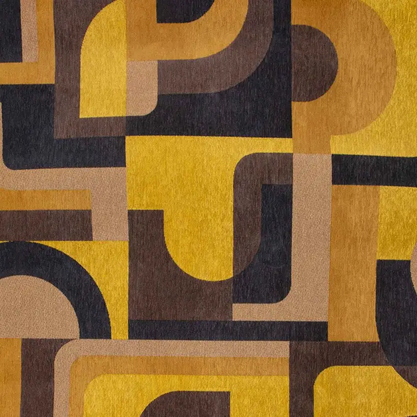 Yellow And Black Geometric Washable Area Rug Photo 9