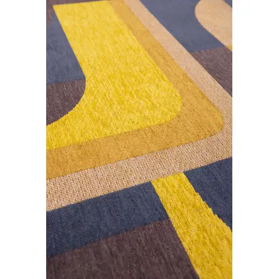 Yellow And Black Geometric Washable Area Rug Photo 8