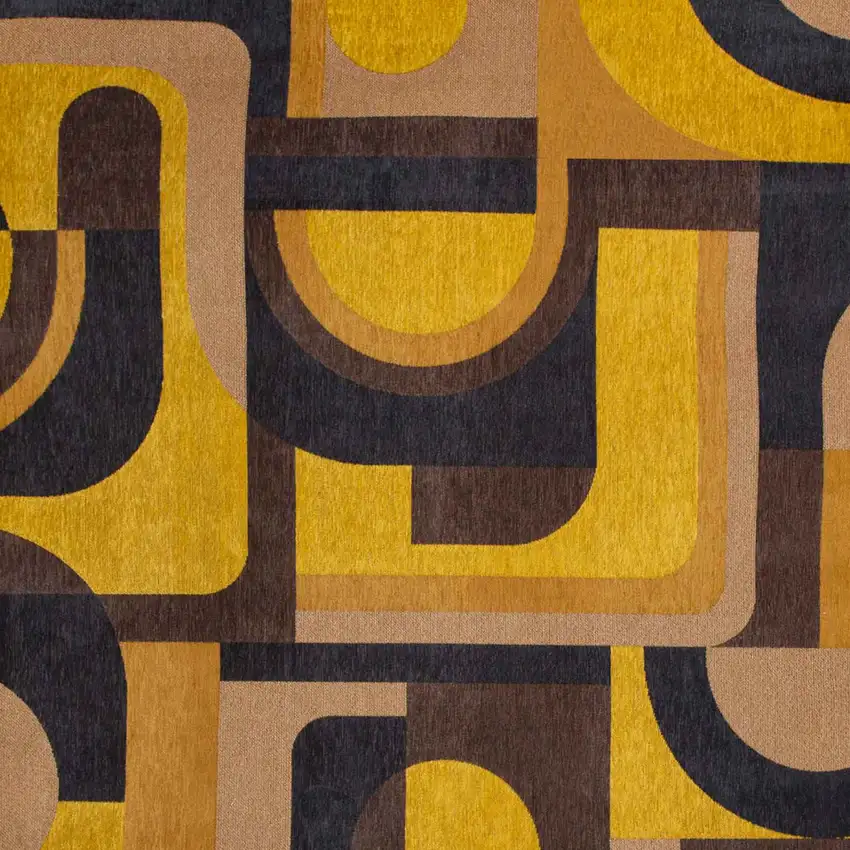 Yellow And Black Geometric Washable Area Rug Photo 7