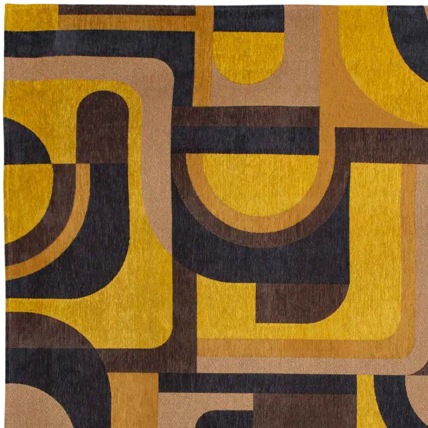 Yellow And Black Geometric Washable Area Rug Photo 8