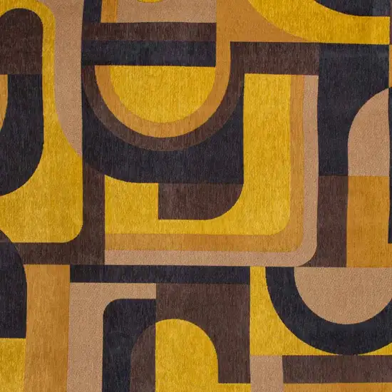Yellow And Black Geometric Washable Area Rug Photo 3