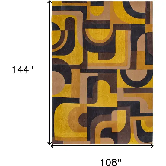 Yellow And Black Geometric Washable Area Rug Photo 6
