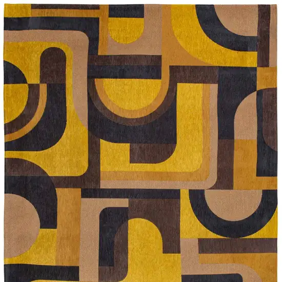 Yellow And Black Geometric Washable Area Rug Photo 4