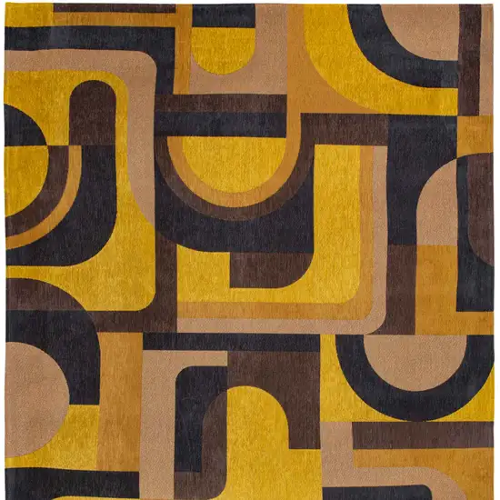 Yellow And Black Geometric Washable Area Rug Photo 9
